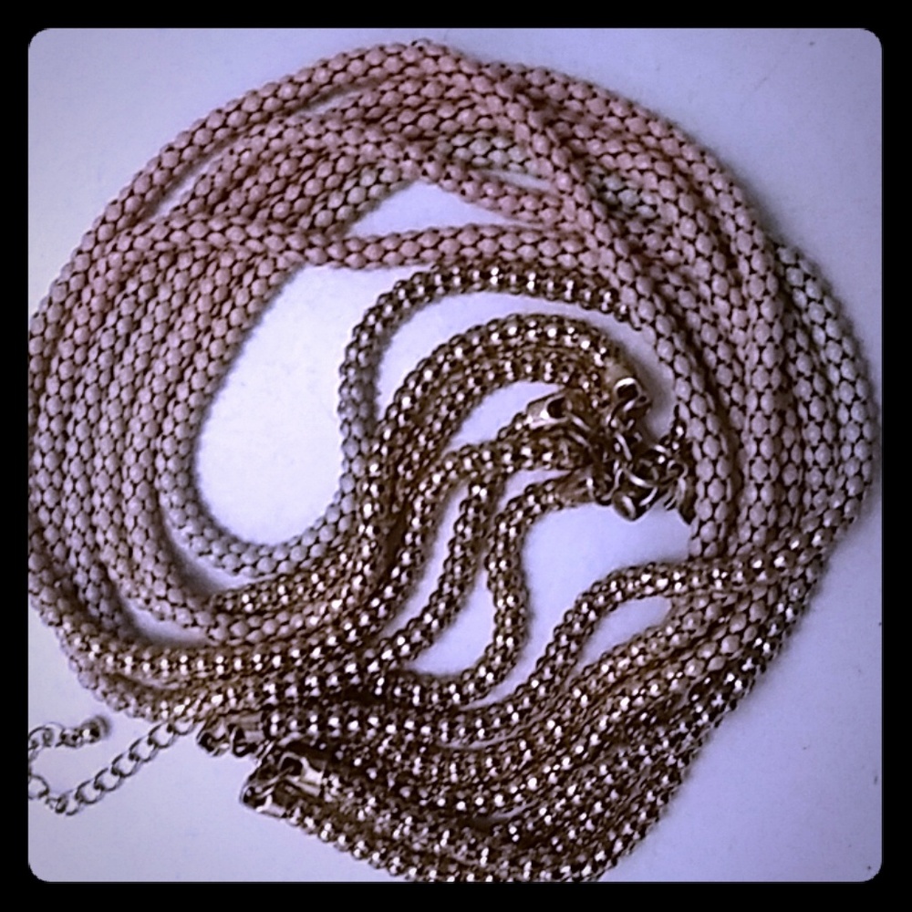 Rose Gold Pink and White Hombre Necklace